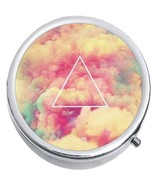 Triangle Colorful Clouds Medicine Vitamin Compact Pill Box - £7.84 GBP