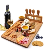 BAMBOO DALI BOARD Table set 6 in 1 wood cheese holder and stainless stee... - £71.54 GBP