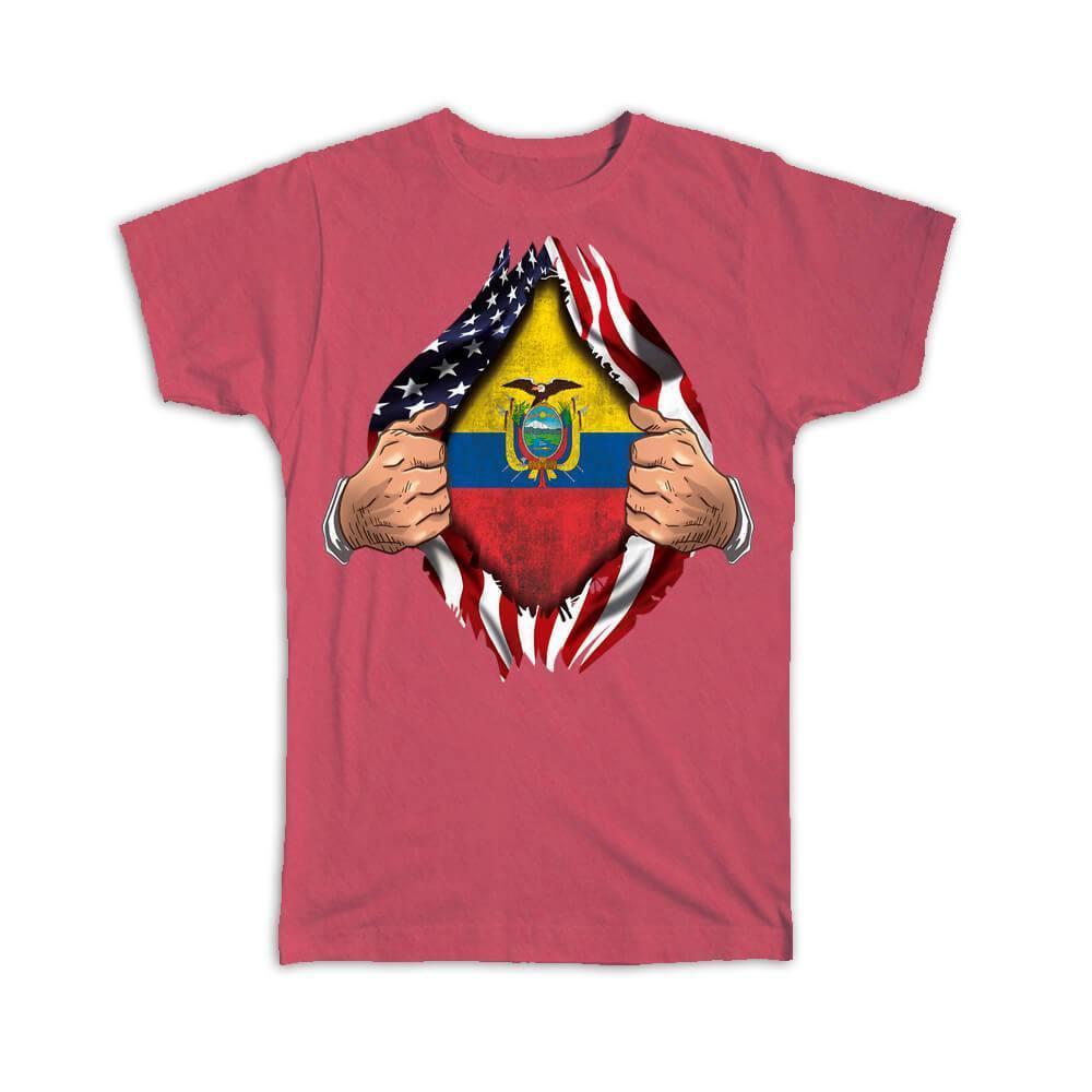 Ecuador : Gift T-Shirt Flag USA American Chest Ecuadorian Expat Country Item image 7