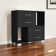 35" Black Four Drawer Dresser With Open Cubby Space - $10,047.78 MXN