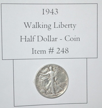 1943 Liberty Walking Half Dollar, # 248, vintage coins, rare coins old coins - £36.10 GBP