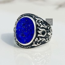 Natural Afghani Lapis Lazuli Filigree Ring 925 Silver Christmas Gift for Mens - £64.71 GBP