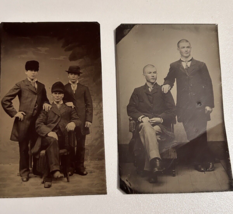Antique Photographs Of Men Tin Type Set of 2 Photos 3 x 2 Inches - £13.65 GBP