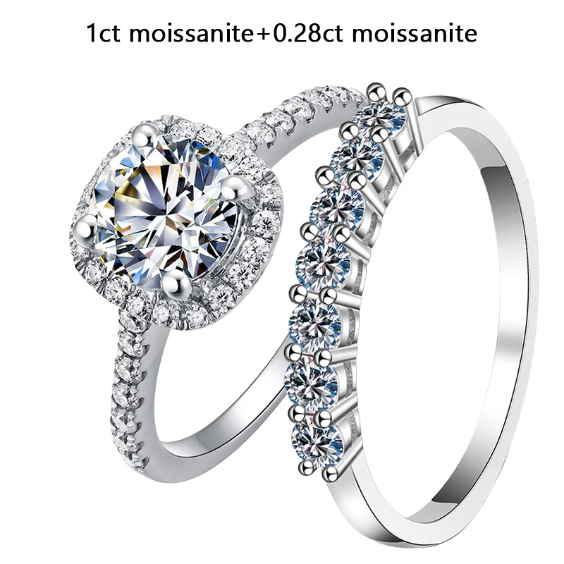 Moissanite Ring 1CT 2CT 3CT Brilliant Diamond Halo Engagement Rings For Women 0. - £89.34 GBP