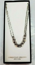 Christian Siriano New York Necklace Silver Plated 3 Kinds Of Chain In 1 New - £28.63 GBP