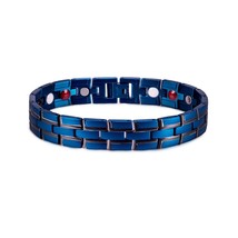 Magnetic Bracelet Benefits Men Stainless Steel Chain Link Black Wrist Band Magne - £20.67 GBP