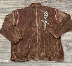 Vintage Y2K Phat Farm Script Velour Jacket Mens Large Streetwear Baggy B... - £15.56 GBP