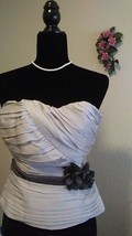 H&amp;M Strapless Pleated Top Grey Flower on the side for Decoration Size 6 - £11.59 GBP