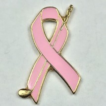 Breast Cancer Awareness Pink Ribbon Golf Club Vintage Pin Gold Tone Enamel - £7.95 GBP