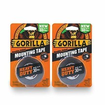 Gorilla Heavy Duty Double Sided Mounting Tape, 1&quot; x 60&quot;, Black, (Pack of 2) - £30.18 GBP