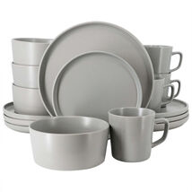 Elegant Elama Luxmatte Light Grey 16 Piece Stoneware Dinnerware Set with - $1,214.05 MXN