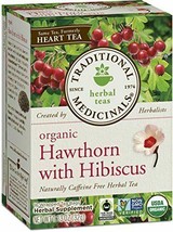 NEW Traditional Medicinals Organic Hawthorn with Hibiscus Herbal Tea 16 Tea Bags - $11.43