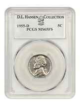 1955-D 5c Pcgs MS65 Fs Ex: D.L. Hansen - £4,028.01 GBP