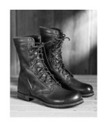 Men Black Combat Boots, Military Style Leather Boots, Army Boot - $159.99+