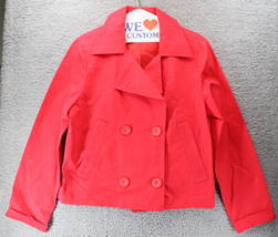 Ellen Tracy Women&#39;s Double Breasted Red Coat Peacoat Vtg 90s  Sz S - £18.98 GBP