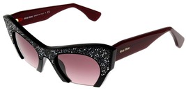 Miu Miu Sunglasses Women Black Semi Rimless Cat Eye MU01QS 1AB3G2 - £246.73 GBP