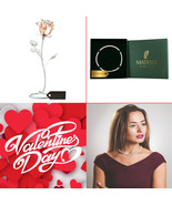 Chrome and Rose-Gold Plated Rose Flower w/16&quot; Rhodium Plated Necklace by... - $4,459.11 MXN