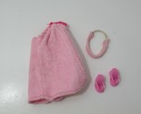 Barbie Spa to Fab Doll&#39;s terrycloth towel wrap headband wedge shoes flip... - $14.84