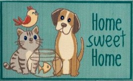 Kitchen Accent Rug (Nonskid) (17&quot;x28&quot;) Cat,Dog,Fish &amp; Bird, Home Sweet Home, Nr - £15.12 GBP