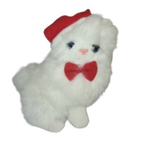 Mervyn&#39;s Plush White Persian Kitty Cat Christmas Santa Hat 9&quot; - $20.47