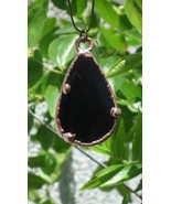 Copper Black obsidian necklace   Electroformed Copper - $61.45 CAD+