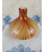 Hand Blown Art Glass Vase Cased Bulb Shape Multicolor Striped Swirl Twis... - £37.81 GBP