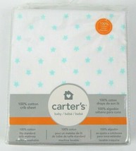 Carter&#39;s Crib Sheet 100% Cotton White  Blue Stars - £12.63 GBP