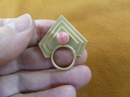 E794-5 pink stone on striped arrow brass Eyeglass pin pendant ID badge h... - $15.88