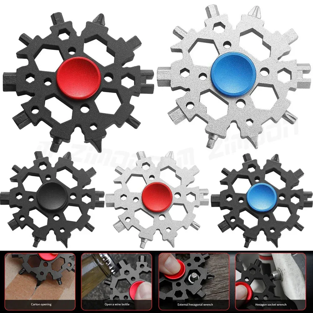 23-1 Snowflake Multitools Wrench Tools Fidget Spinner-Shape Outdoor Mini Spanner - £17.71 GBP