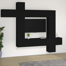 9 Piece TV Cabinet Set Black Engineered Wood - £241.44 GBP