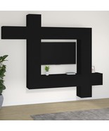 9 Piece TV Cabinet Set Black Engineered Wood - £236.94 GBP