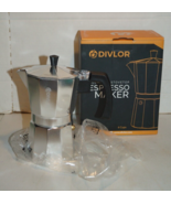 Divlor Aluminum Stovetop 6 Cups Espresso Maker - Curved Handle - £19.10 GBP