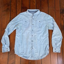 PRANA Shirt Men&#39;s L Long Roll Sleeve Button Front Lightweight Pockets Or... - $19.75