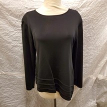 Exclusively Misook Petite Women&#39;s Black Long Sleeve 100% Acrylic Top, Size S - £27.24 GBP