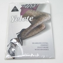 NEW Yelete Seamless Lycra Fishnet Pantyhose Black NIB Style 8816 One Size - $9.85