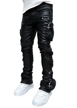 Men Real Leather Pant Black Genuine Lambskin Biker Trouser Cargo Pocket Jeans - £163.11 GBP+