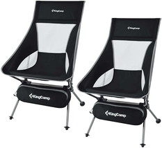 KingCamp 2 Pack High Back Camping Chairs Lightweight Extra Wide Folding Chairs w - £109.07 GBP