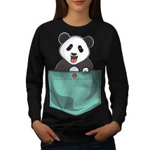 Wellcoda Cute Lil Panda Womens Sweatshirt, Pocket Bear Casual Pullover J... - $28.91+