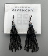 BIJOUX GIVENCHY Vintage 1980s Sparkler Earrings Bronze Toned Tassels Pierced - £74.57 GBP