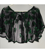 Black and Green Sequin Leaf Capelet - $17.64