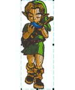 Zelda Link plays ocarina machine embroidery pattern - $5.00