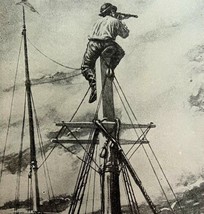 Watching For Spanish Ships From Crows Nest Cuba War 1899 Victorian Print... - $29.99