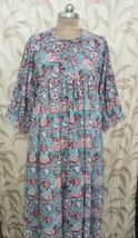 Pure Cotton Long Dress Indian Block Print Colourful Summer Earthy Elegan... - $54.99
