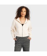 A New Day Women&#39;s Double Knit Full Zip Hoodie Sweatshirt X-LARGE Cream New - $31.54 CAD