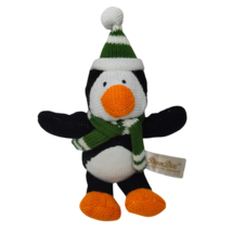 Dan Dee Plush Dog Toy Penguin Hat and Scarf Knit Stuffed Animal Squeaker Small - £7.90 GBP