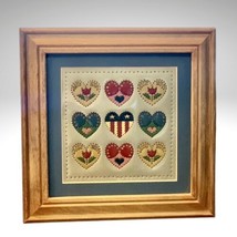 KB Company Punched Tin Folk Art Hearts Flowers Americana Wood Framed VTG 11.5” - £23.42 GBP