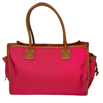 Dooney Bourke Small Tote Shopper Hot Pink Canvas Leather Side Pockets Handbag - £112.51 GBP
