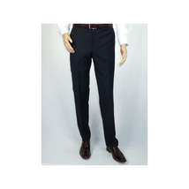 Men's MANTONI Flat Front Pants 100% Wool Super 140's Classic Fit 40901 Navy Blue image 4