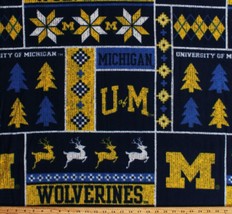 Fleece University of Michigan Wolverines U of M Team Fleece Fabric Print A506.56 - £10.19 GBP