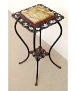 19th Century American Victorian Cast Iron Marble Top Lamp Plant Stand - $9,260.61 MXN